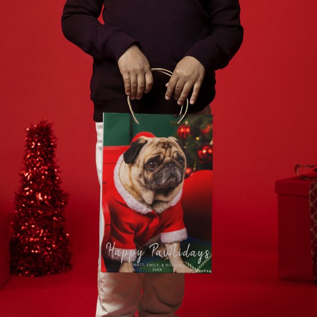 Sac Cadeau Moyen Drôle mignon Noël Chien animal de compagnie (Créateur téléchargé)