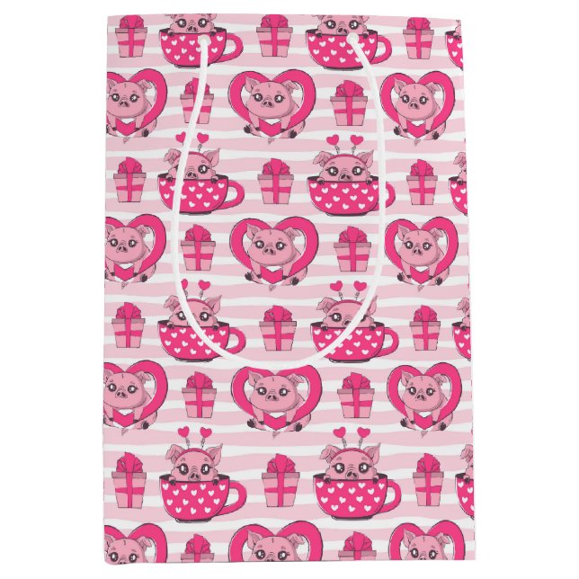 Sac Cadeau Moyen Drôle Pun d'amour de porc (Devant)