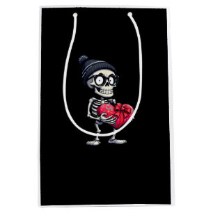 Sac Cadeau Moyen Drôle Squelette Hommes Femmes Squelette Coeur Vale