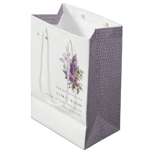 Sac Cadeau Moyen Dusky Lilac Aquarelle Cottage Mariage floral