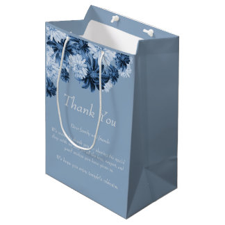 Sac Cadeau Moyen Dusty Blue Floral Wedding Favor Gift Bag