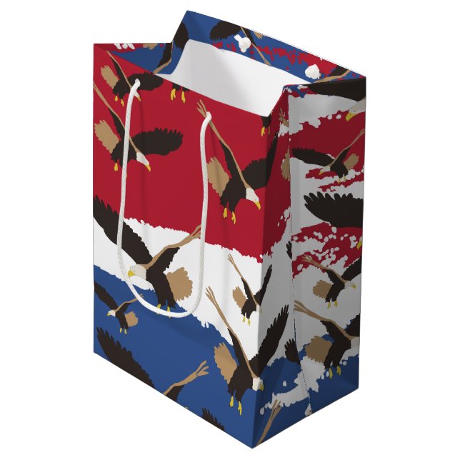 Sac Cadeau Moyen Eagle Bird USA Patriotic American Flag (Devant Angle)