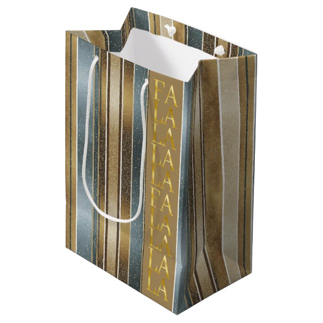 Sac Cadeau Moyen Earth Tones Christmas Fa La La Motif#27 ID1009 (Devant Angle)
