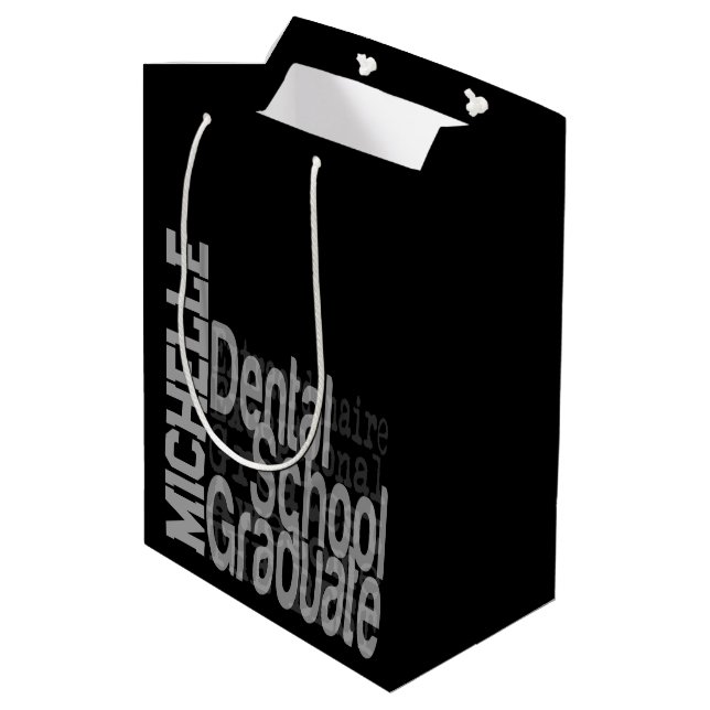 Sac Cadeau Moyen Ecole Dentaire Diplômé Extraordinaire PERSONNALISÉ (Dos Angle)