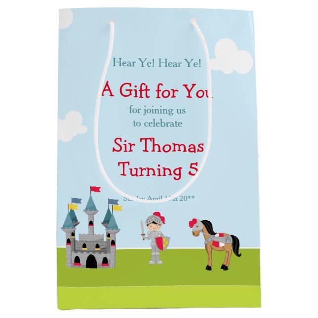 Sac Cadeau Moyen Écoutez Ya Black Cheveux mignon Chevalier fête d'a (Devant)