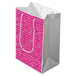Sac Cadeau Moyen Écriture manuscrite Coeur rose Amour Histoire Prep