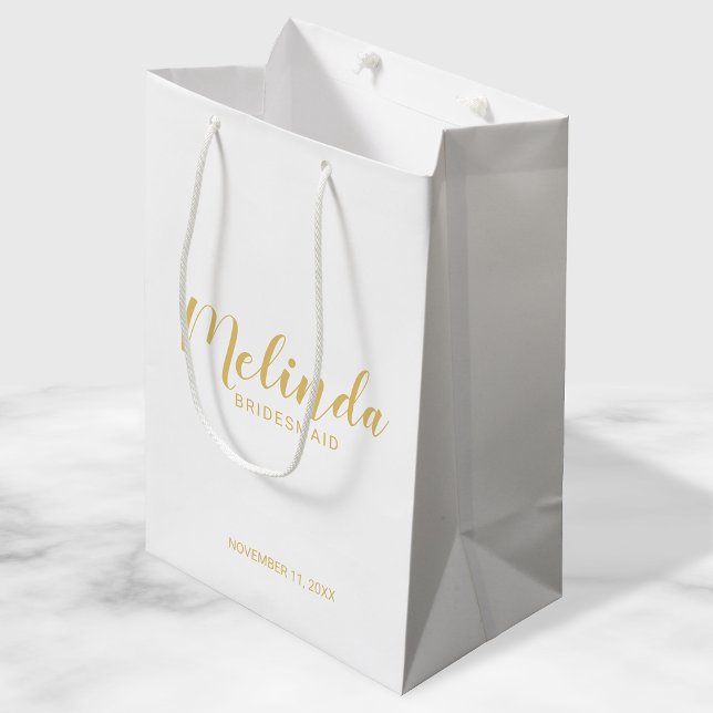 Sac Cadeau Moyen Écriture Moderne Gold Personnalisée Bridesmaitres (Créateur téléchargé)