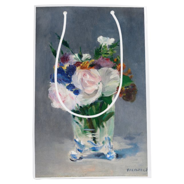 Sac Cadeau Moyen Edouard Manet - Fleurs dans un Vase de Cristal (Devant)