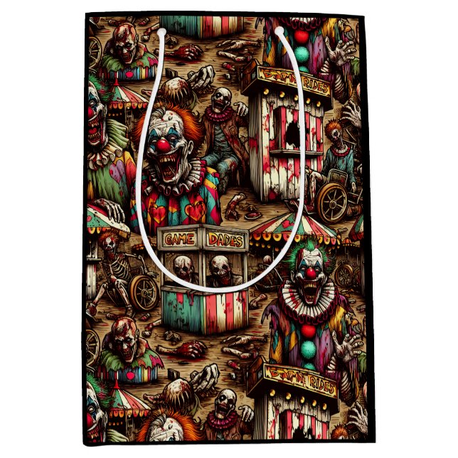 Sac Cadeau Moyen Éffrayant Clown Déplaisant Zombie Abandonné Carnav (Devant)