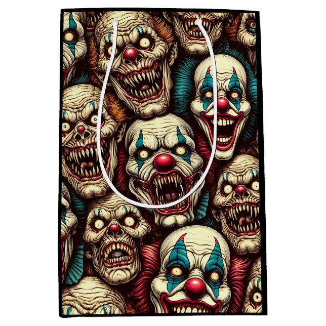 Sac Cadeau Moyen Éffrayant Clown Déplaisant Zombie Abandonné Carnav (Devant)