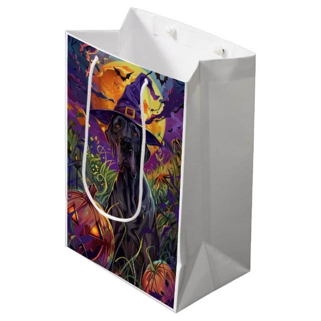 Sac Cadeau Moyen Éffrayant grand chien Danse Halloween Citrouille s (Devant Angle)