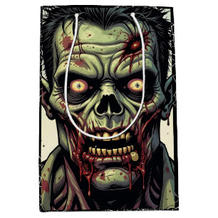 Sac Cadeau Moyen Éffrayant Zombie et toiles d'araignées Halloween