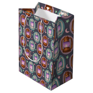 Sac Cadeau Moyen Eid & Ramadan Lanterns Seamless Pattern with Moon