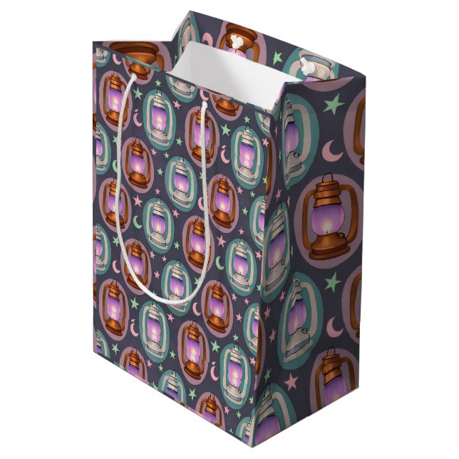 Sac Cadeau Moyen Eid & Ramadan Lanterns Seamless Pattern with Moon
