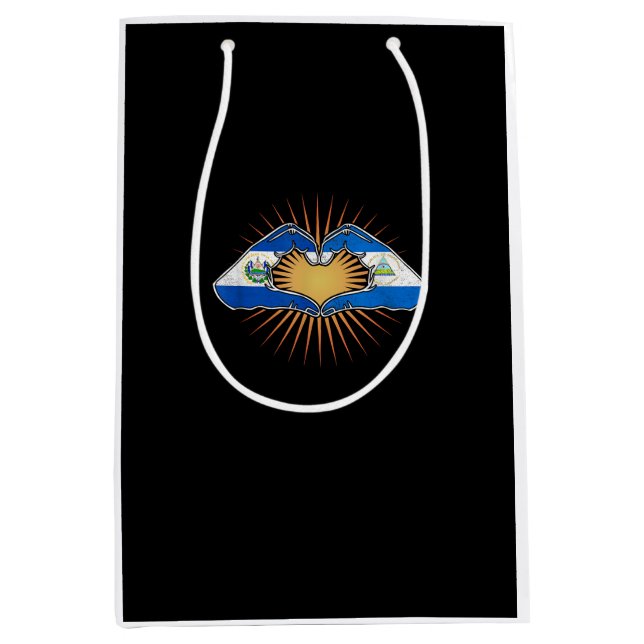 Sac Cadeau Moyen El Salvador Et Nicaragua Mains Cardiaques (Devant)