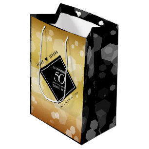 Sac Cadeau Moyen Élégant 50e anniversaire de Mariage d'or