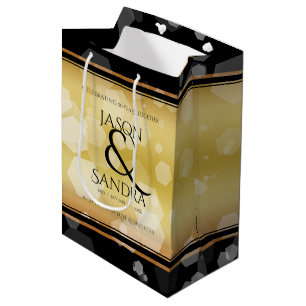 Sac Cadeau Moyen Élégant 50e anniversaire de Mariage d'or