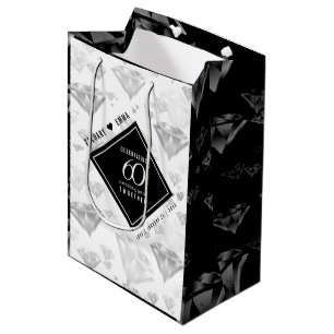 Sac Cadeau Moyen Élégant 60e anniversaire de Mariage de diamant