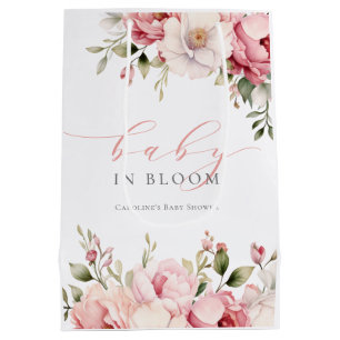 Sac Cadeau Moyen Élégant Bébé Floral Rose En Fleur Baby shower Fill
