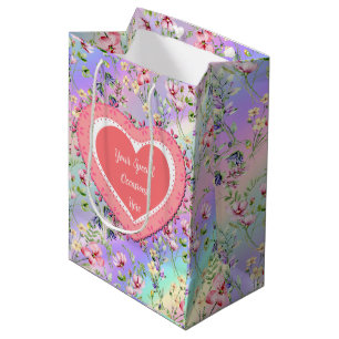 Sac Cadeau Moyen Elégant cadre de coeur floral : pour chaque occasi