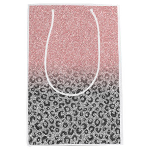 Sac Cadeau Moyen Élégant Empreinte de léopard de Parties scintillan