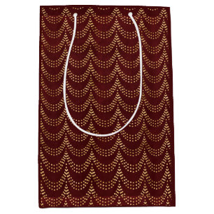 Sac Cadeau Moyen Élégant Gold Fairy Lights Rustic Red Christmas