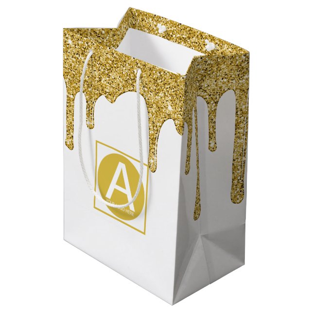 Sac Cadeau Moyen Élégant Gold Sparkle Parties scintillant Drives Co (Dos Angle)