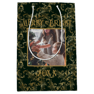 Sac Cadeau Moyen Élégant Joyeux et brillant photo vert Vintage