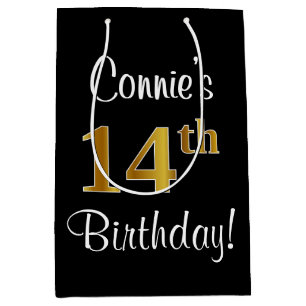 Sac Cadeau Moyen Elégant, Luxueux, Faux Gold Look 14ème anniversair