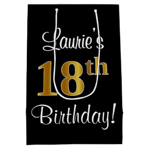 Sac Cadeau Moyen Elégant, Luxueux, Faux Gold Look 18ème anniversair