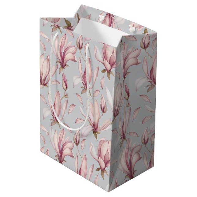 Sac Cadeau Moyen Élégant Magnolia (Dos Angle)