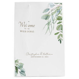 Sac Cadeau Moyen Élégant mariage Bienvenue cadeau de mariage oliage