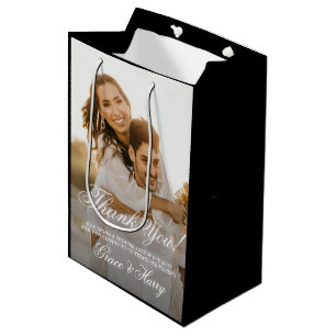 Sac Cadeau Moyen Élégant Mariage de script simple Merci