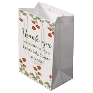 Sac Cadeau Moyen Élégant message de baby shower d'anthurium floral