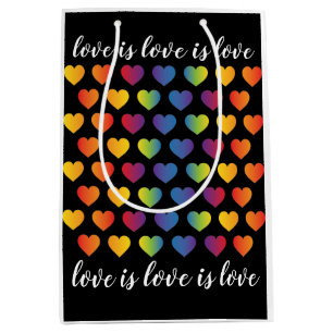 Sac Cadeau Moyen Élégant minimaliste Rainbow Heart Design