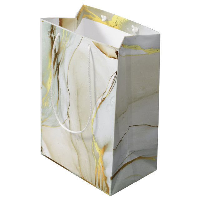 Sac Cadeau Moyen Élégant Motif Abstrait Gold Ink (Dos Angle)