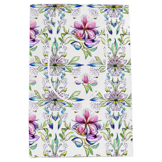 Sac Cadeau Moyen Elégant motif floral d'orchidée douce - élégant