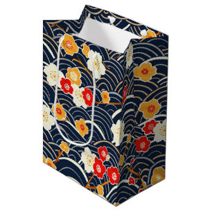 Sac Cadeau Moyen Élégant Motif sans couture en fleur de cerisier (1