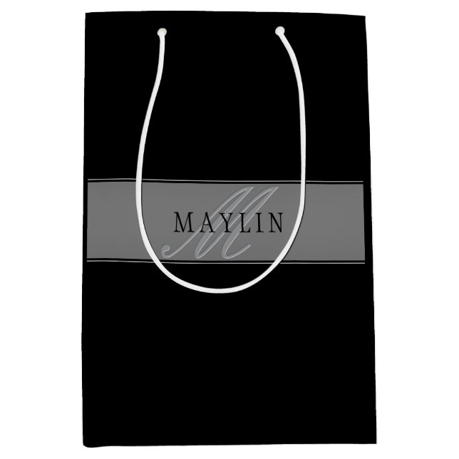 Sac Cadeau Moyen Élégant nom d'entreprise/autre texte modifiable (Devant)