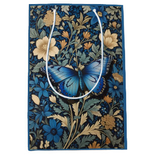 Sac Cadeau Moyen Elégant Papillon Bleu William Morris Inspiré