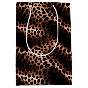 Sac Cadeau Moyen Élégant Rose Glam Or Blush Pink Leopard Étincelle