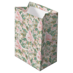 Sac Cadeau Moyen Elégant rose rose rose rose rose rose Feuilles d'o