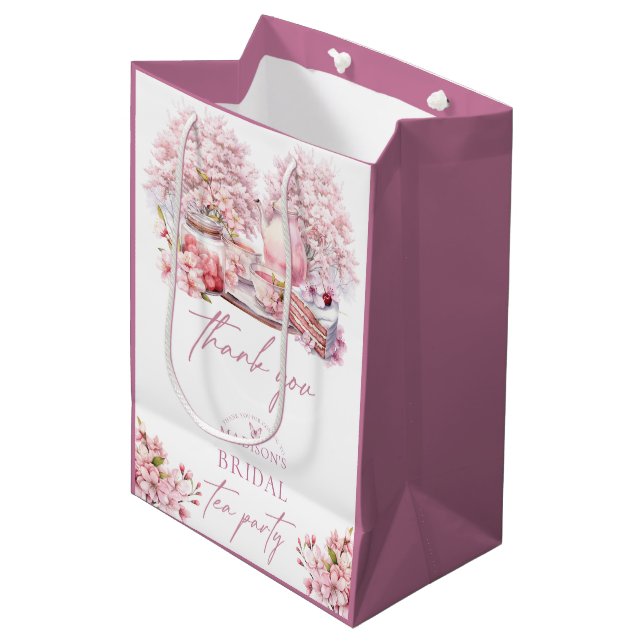 Sac Cadeau Moyen Elégant thé nuptial en fleur de cerisier (Devant Angle)