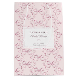Sac Cadeau Moyen Elégant Vintage Fille Preppy Bows Pink Toile