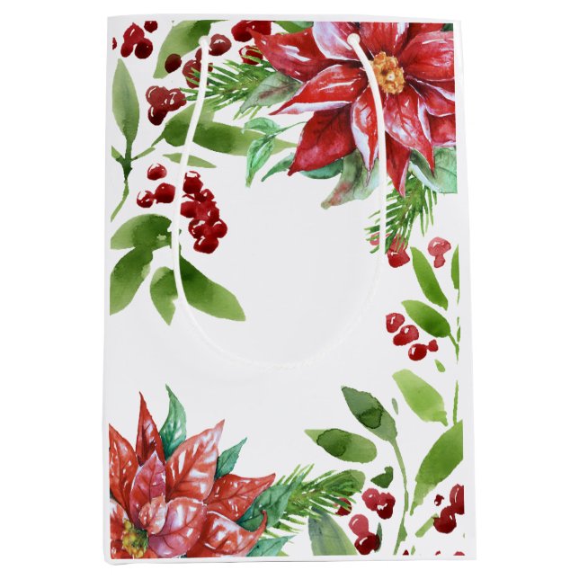 Sac Cadeau Moyen Elégante aquarelle vacances Floral (Devant)