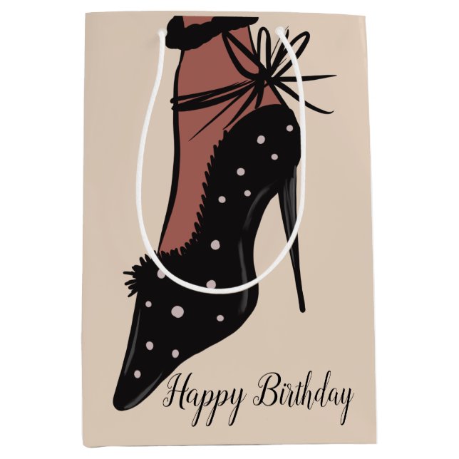 Sac Cadeau Moyen Elégante beauté talon Fashionista Anniversaire (Devant)