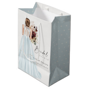 Sac Cadeau Moyen Elégante Boho Aqua Blue Mariage Fête des mariées