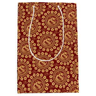 Sac Cadeau Moyen Élégante Chinoiserie pour Lunar Dragon Année Rouge
