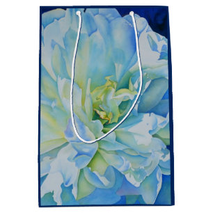 Sac Cadeau Moyen Elégante couleur bleue turquoise florale