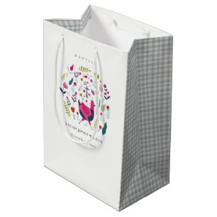 Sac Cadeau Moyen Élégante ferme populaire brillant Floral Birdie Ba